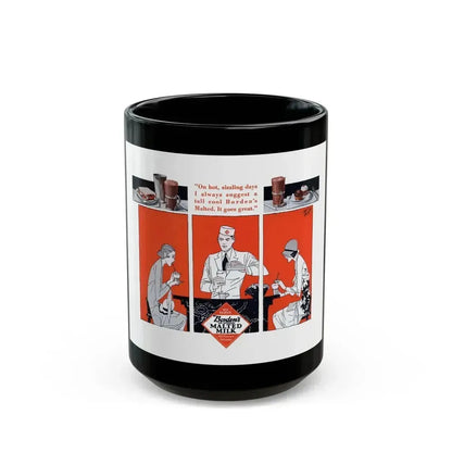 Borden's Malted Milk ad, Liberty, July 20, 1929 - Black Coffee Mug 15oz - Go Mug Yourself