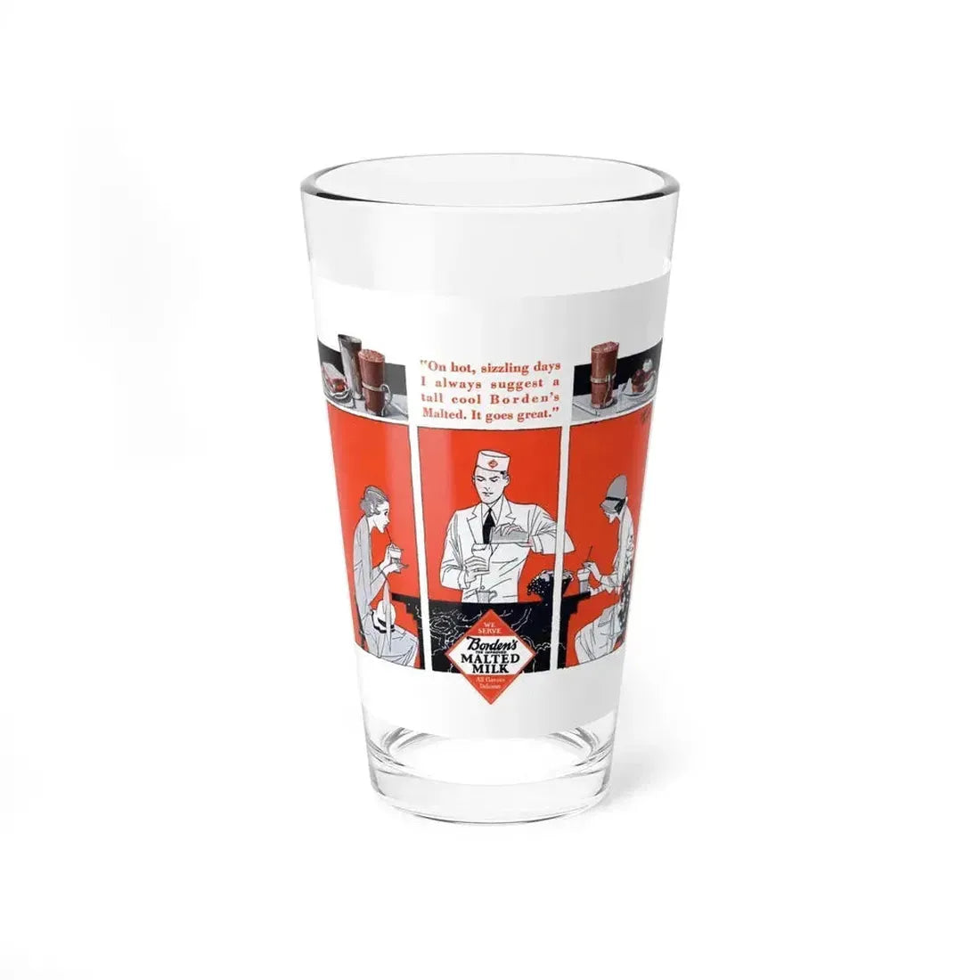 Borden's Malted Milk ad, Liberty, July 20, 1929 (Magazine Illustration) Pint Glass 16oz 16oz - Go Mug Yourself