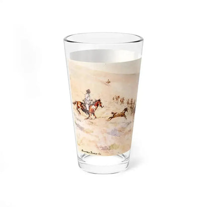 Borein-Running Wild Horses (Native Americans in Art) Pint Glass 16oz - Go Mug Yourself