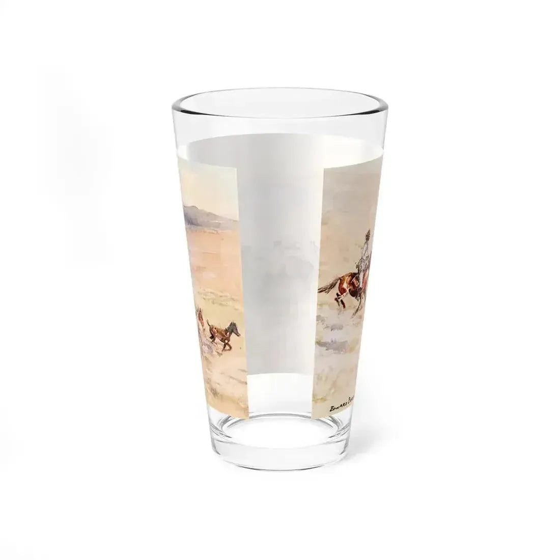 Borein-Running Wild Horses (Native Americans in Art) Pint Glass 16oz - Go Mug Yourself