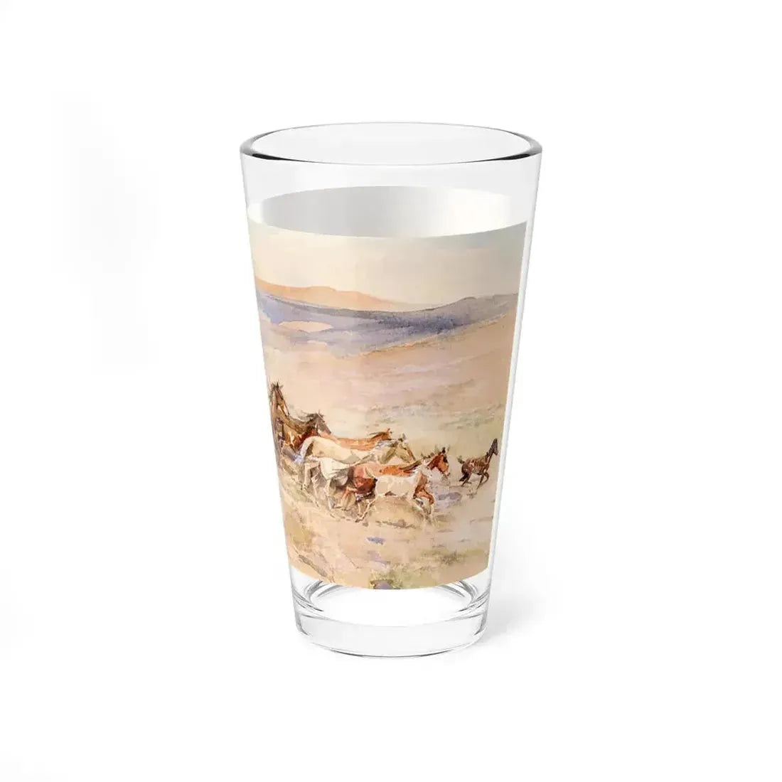 Borein-Running Wild Horses (Native Americans in Art) Pint Glass 16oz - Go Mug Yourself