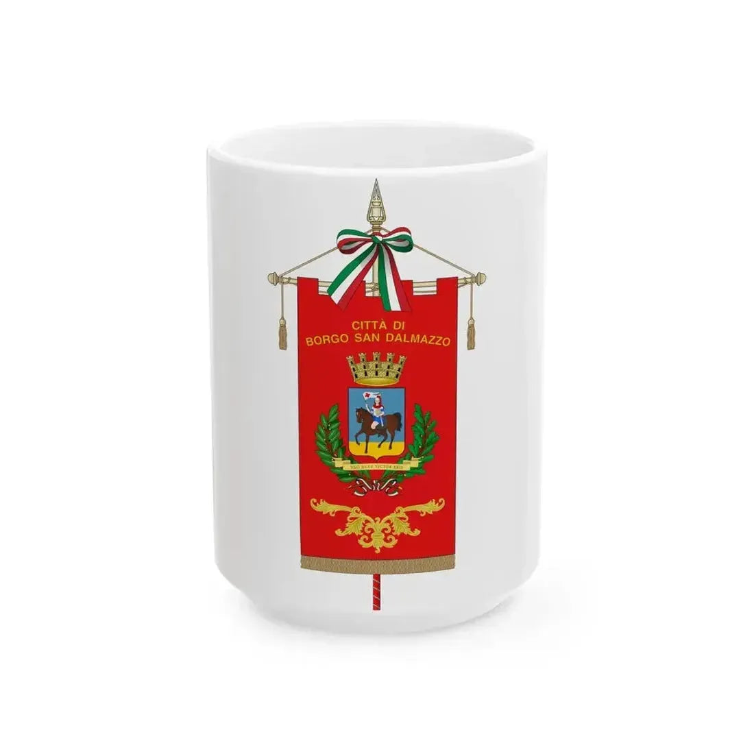 Borgo San Dalmazzo-Gonfalone (Italy) White Coffee Mug 15oz - Go Mug Yourself