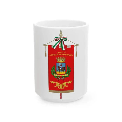 Borgo San Dalmazzo-Gonfalone (Italy) White Coffee Mug 15oz - Go Mug Yourself