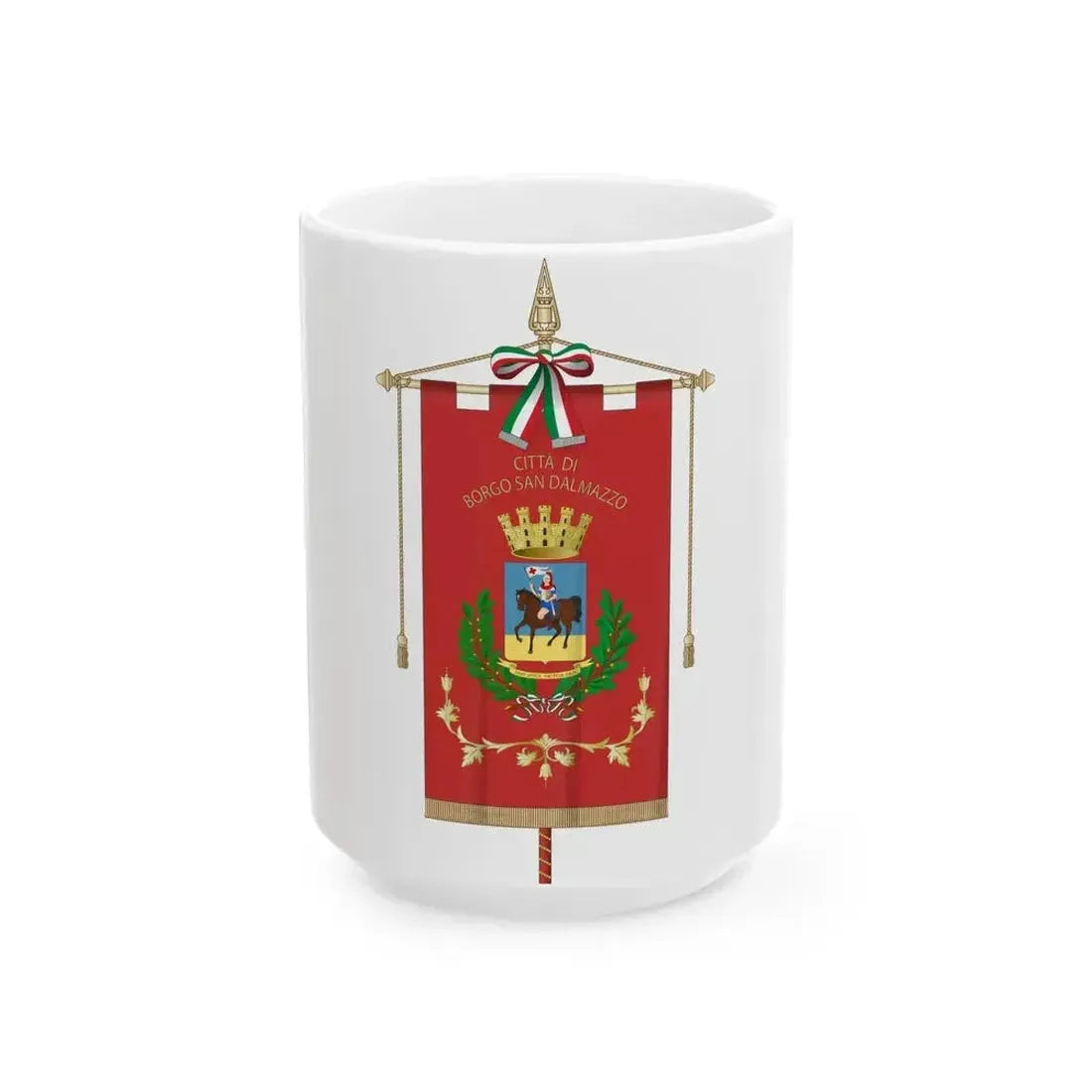 Borgo San Dalmazzo-Gonfalone2 (Italy) White Coffee Mug 15oz - Go Mug Yourself