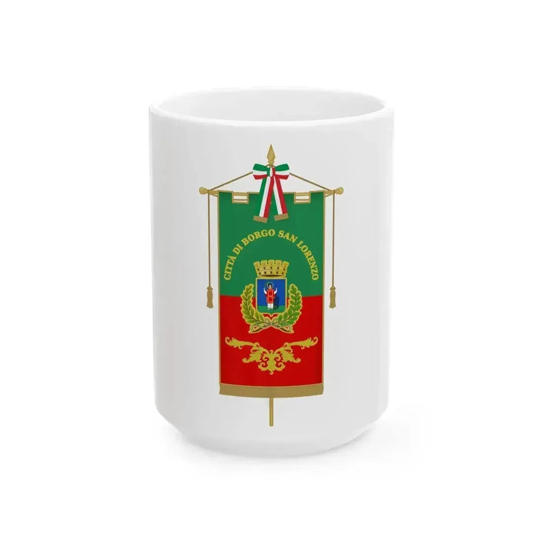 Borgo San Lorenzo-Gonfalone (Italy) White Coffee Mug 15oz - Go Mug Yourself