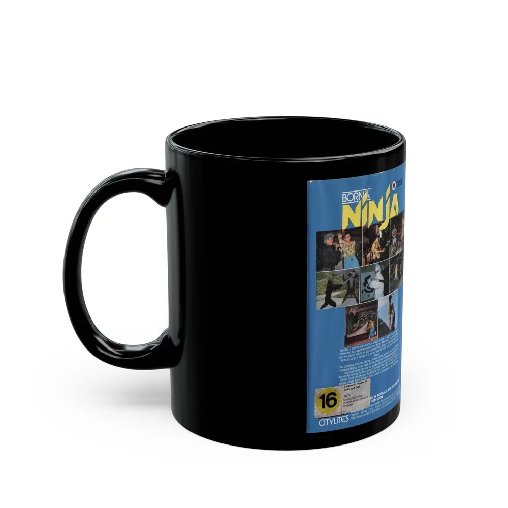 BORN A NINJA (VHS COVER) - Black Coffee Mug-Go Mug Yourself