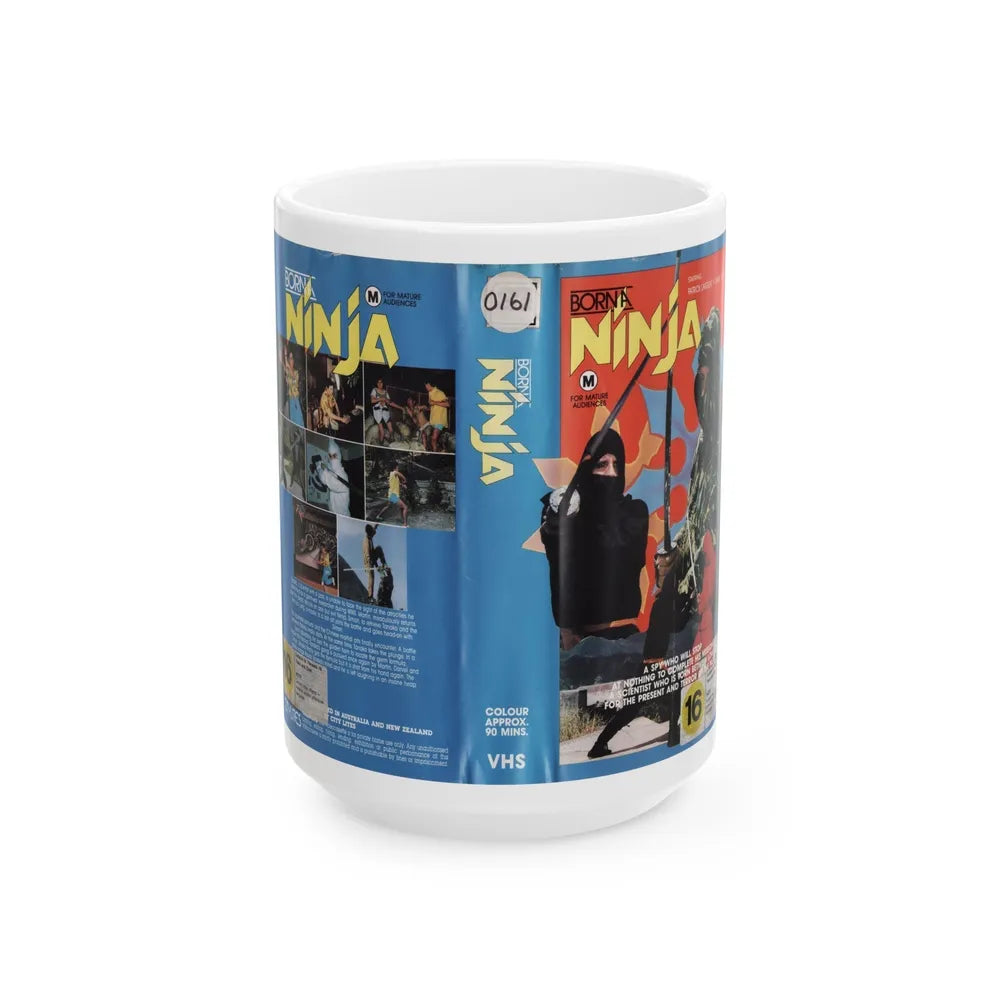 BORN A NINJA (VHS COVER) - White Coffee Mug-15oz-Go Mug Yourself