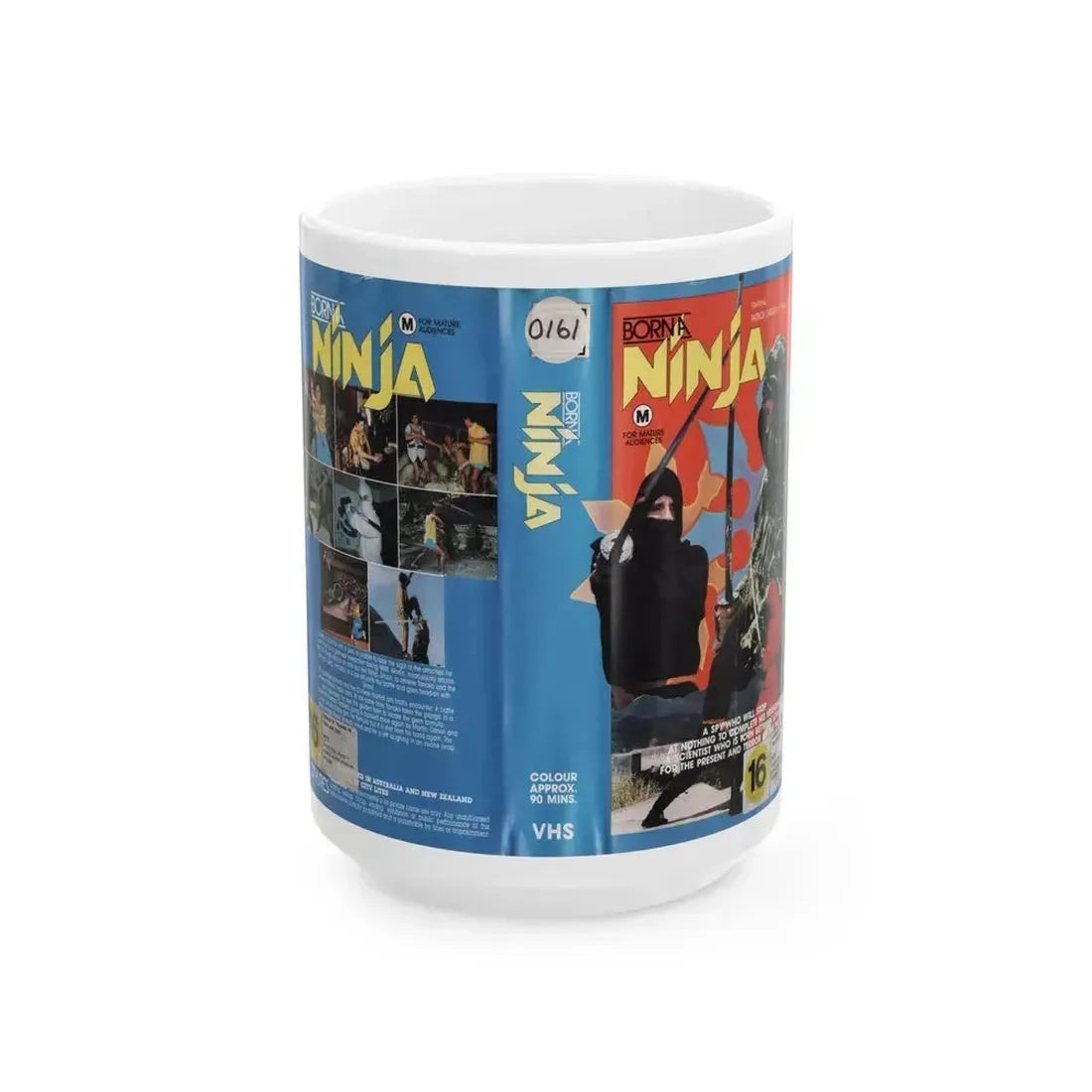 BORN A NINJA (VHS COVER) - White Coffee Mug 15oz - Go Mug Yourself