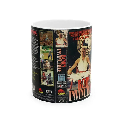BORN INVINCIBLE (VHS COVER) - White Coffee Mug 11oz - Go Mug Yourself
