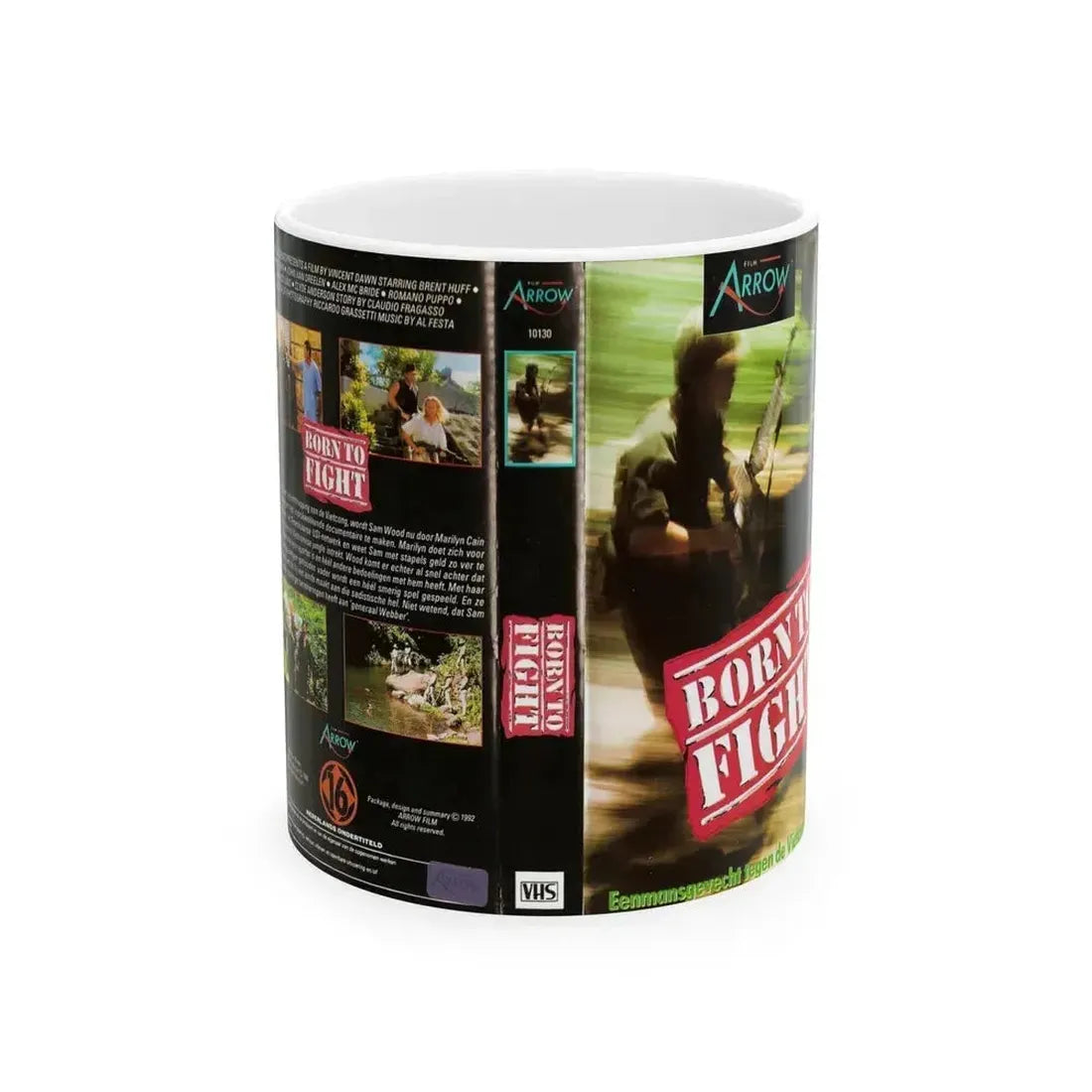 BORN TO FIGHT (VHS COVER) - White Coffee Mug 11oz - Go Mug Yourself