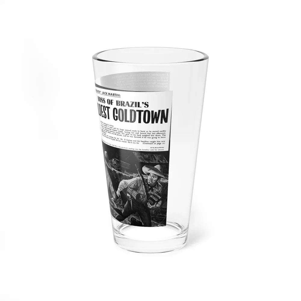 Boss of Brazil's Wildest Goldtown, For Men Only, June 1965 (Magazine Illustration) Pint Glass 16oz-Go Mug Yourself