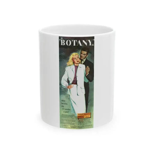 Botany ad, 1947 - White Coffee Mug 11oz - Go Mug Yourself