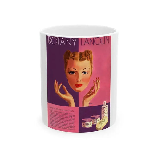 Botany Lanolin advertisement, 1943 - White Coffee Mug 11oz - Go Mug Yourself