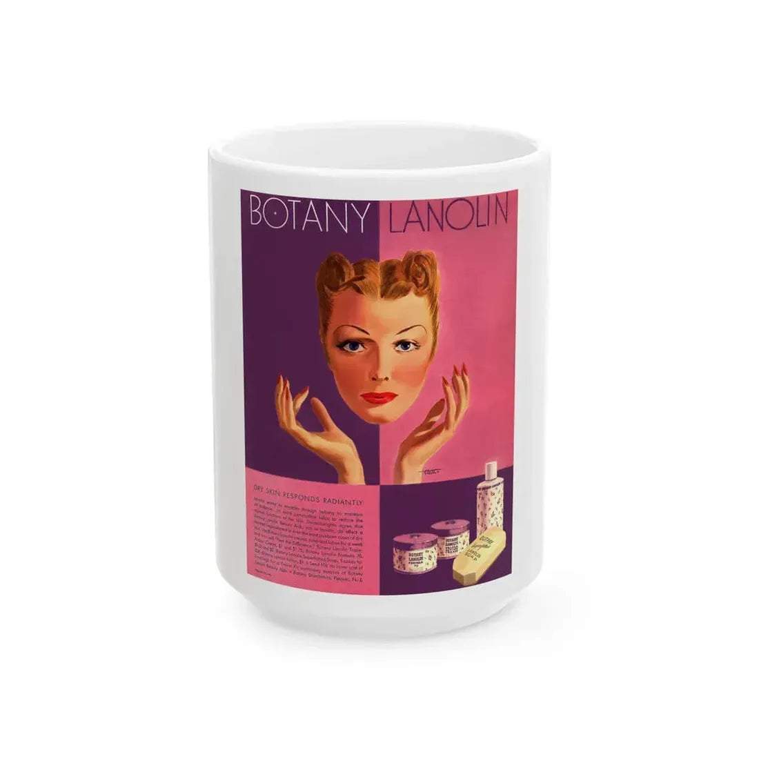 Botany Lanolin advertisement, 1943 - White Coffee Mug 15oz - Go Mug Yourself
