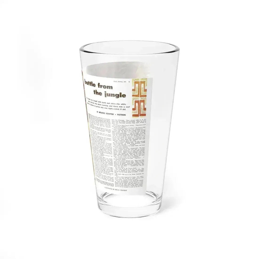 Bottle From The Jungle, Man Junior, October 1951 (Magazine Illustration) Pint Glass 16oz - Go Mug Yourself