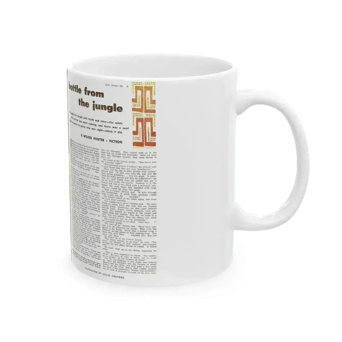 Bottle From The Jungle, Man Junior, October 1951 - White Coffee Mug - Go Mug Yourself