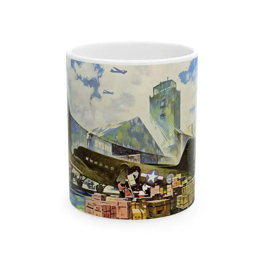 Bound For Bases in Africa, Europe and the Pacific, 1943 - White Coffee Mug 11oz - Go Mug Yourself