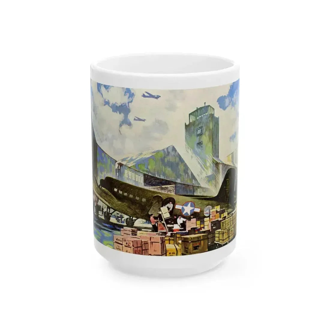 Bound For Bases in Africa, Europe and the Pacific, 1943 - White Coffee Mug 15oz - Go Mug Yourself