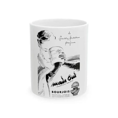 Bourjois Mais Oui advertisement, 1946 - White Coffee Mug 11oz - Go Mug Yourself