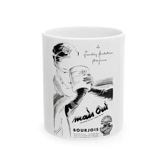 Bourjois Mais Oui advertisement, 1946 - White Coffee Mug 11oz - Go Mug Yourself