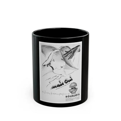 Bourjois Mais Oui advertisement, 1947 - Black Coffee Mug 11oz - Go Mug Yourself