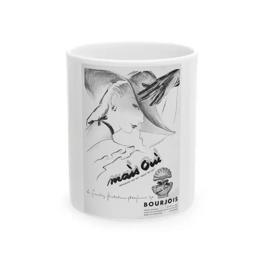 Bourjois Mais Oui advertisement, 1947 - White Coffee Mug 11oz - Go Mug Yourself