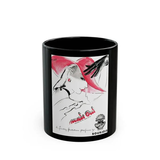 Bourjois Mais Oui advertisement, Cosmopolitan, August 1948 - Black Coffee Mug 11oz - Go Mug Yourself
