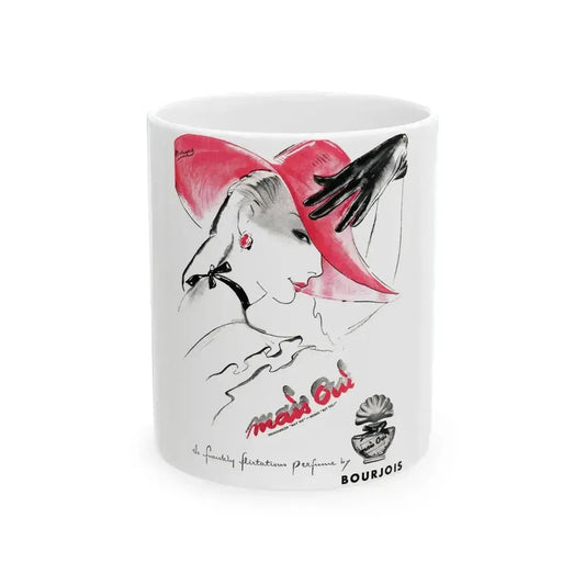Bourjois Mais Oui advertisement, Cosmopolitan, August 1948 - White Coffee Mug 11oz - Go Mug Yourself