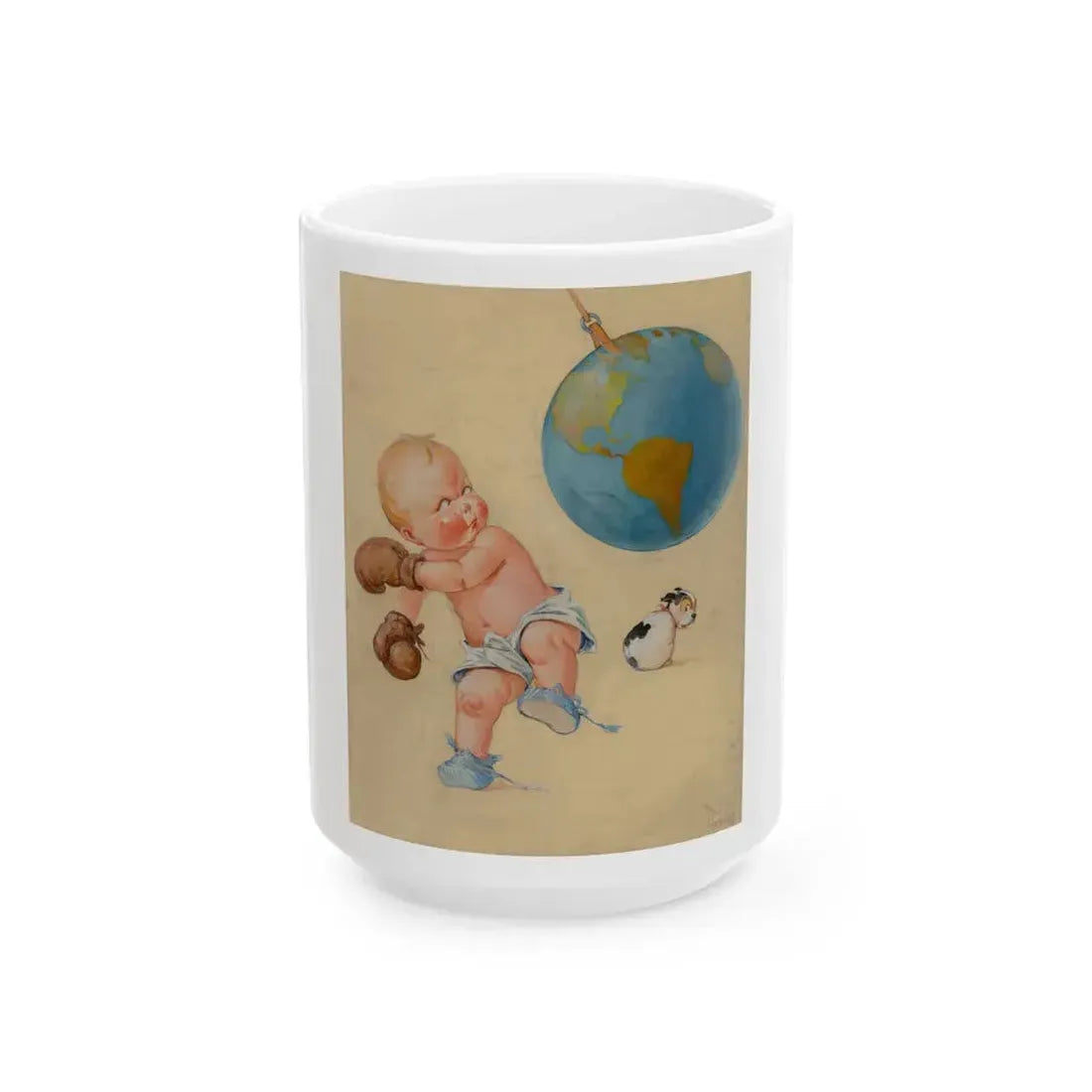 Boxing the World - White Coffee Mug 15oz - Go Mug Yourself
