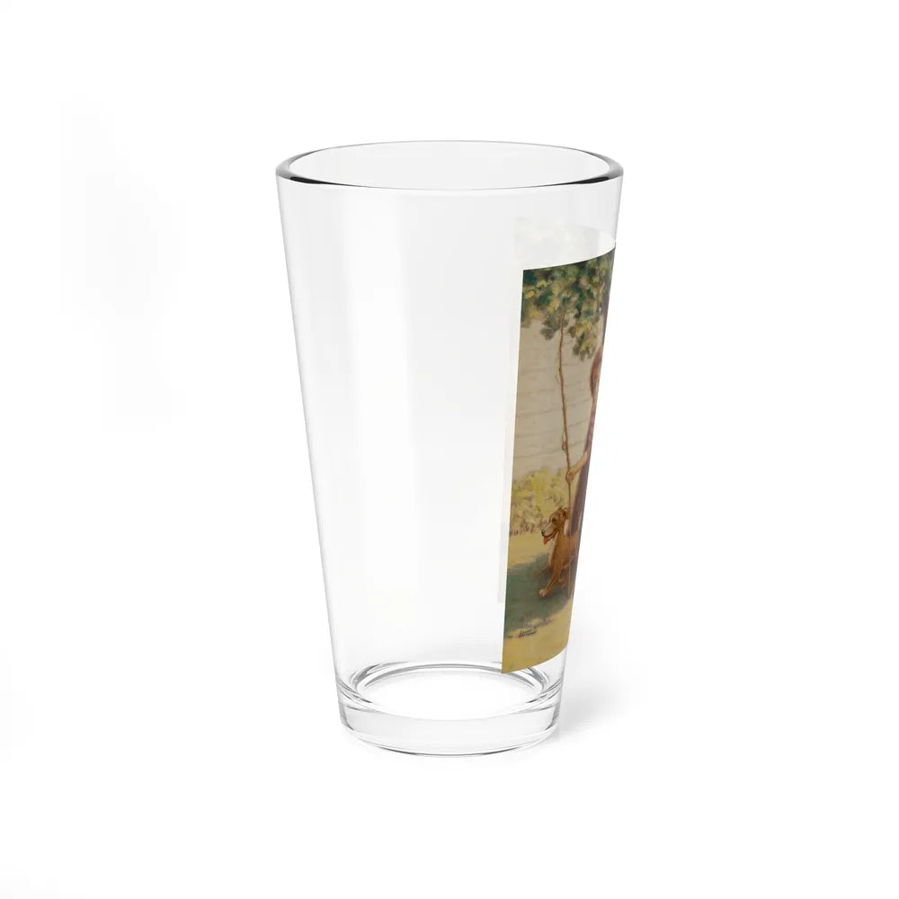 Boy and Dog Try to Sneak Away to Fish (Magazine Illustration) Pint Glass 16oz-Go Mug Yourself