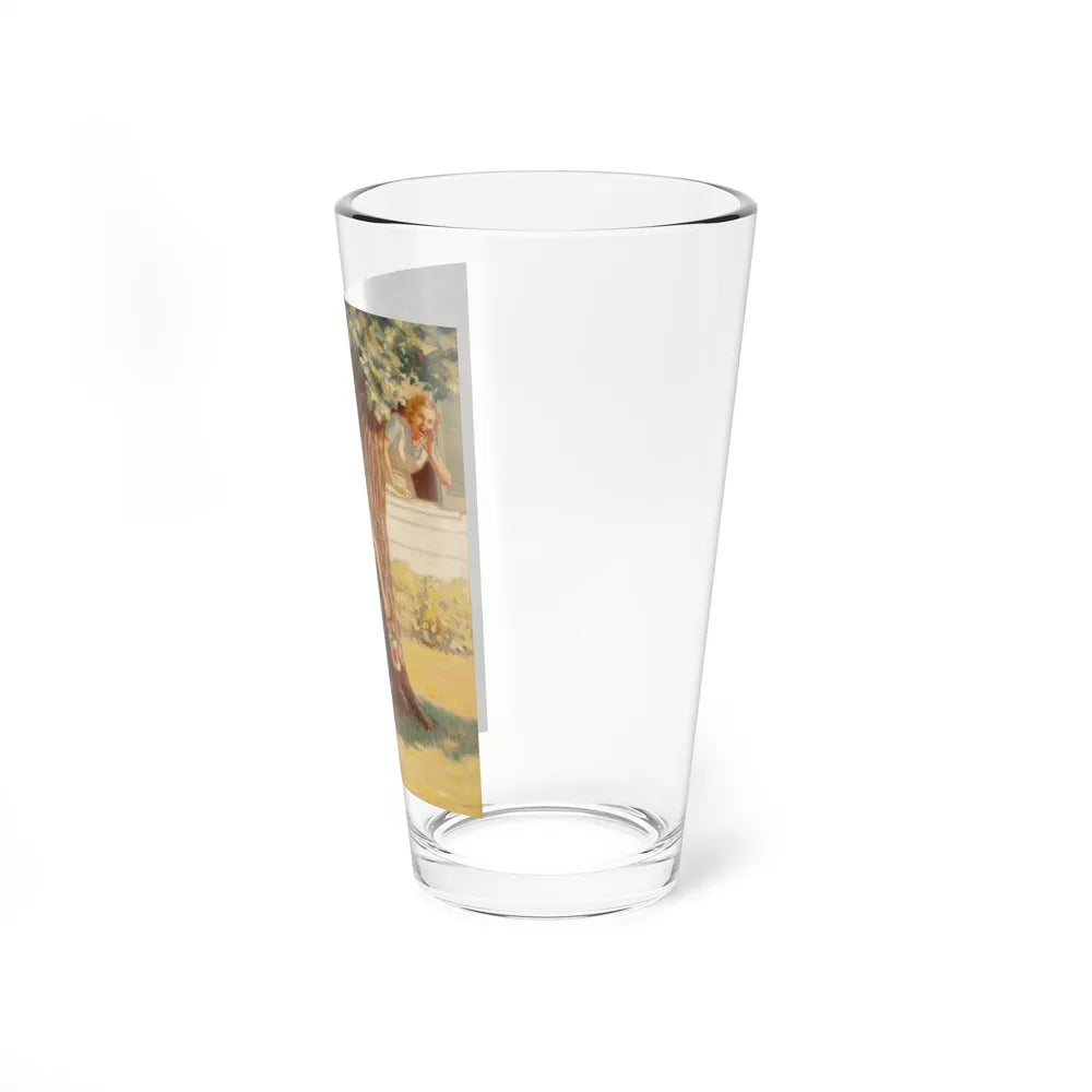 Boy and Dog Try to Sneak Away to Fish (Magazine Illustration) Pint Glass 16oz-Go Mug Yourself