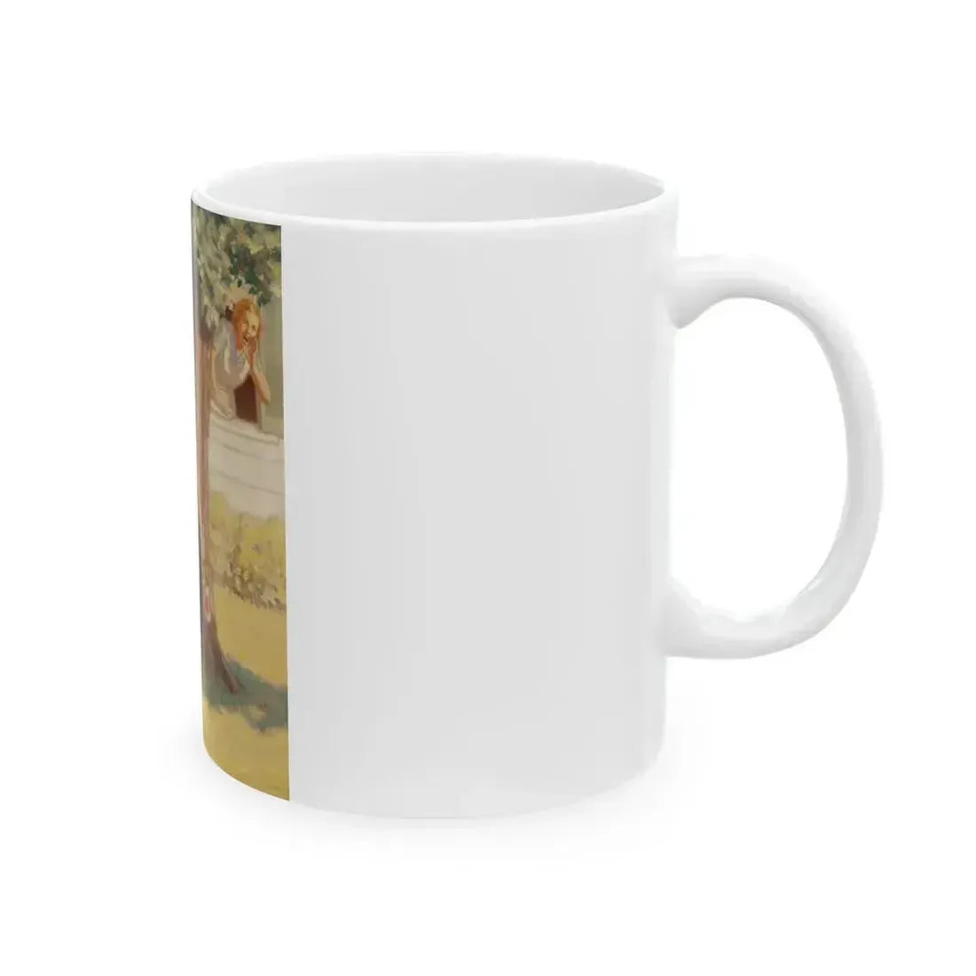 Boy and Dog Try to Sneak Away to Fish - White Coffee Mug - Go Mug Yourself