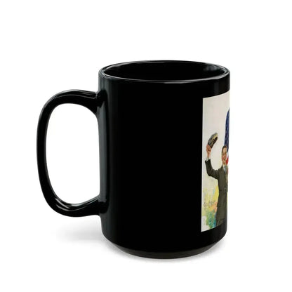 Boy and Girl with American Flag - Black Coffee Mug - Go Mug Yourself