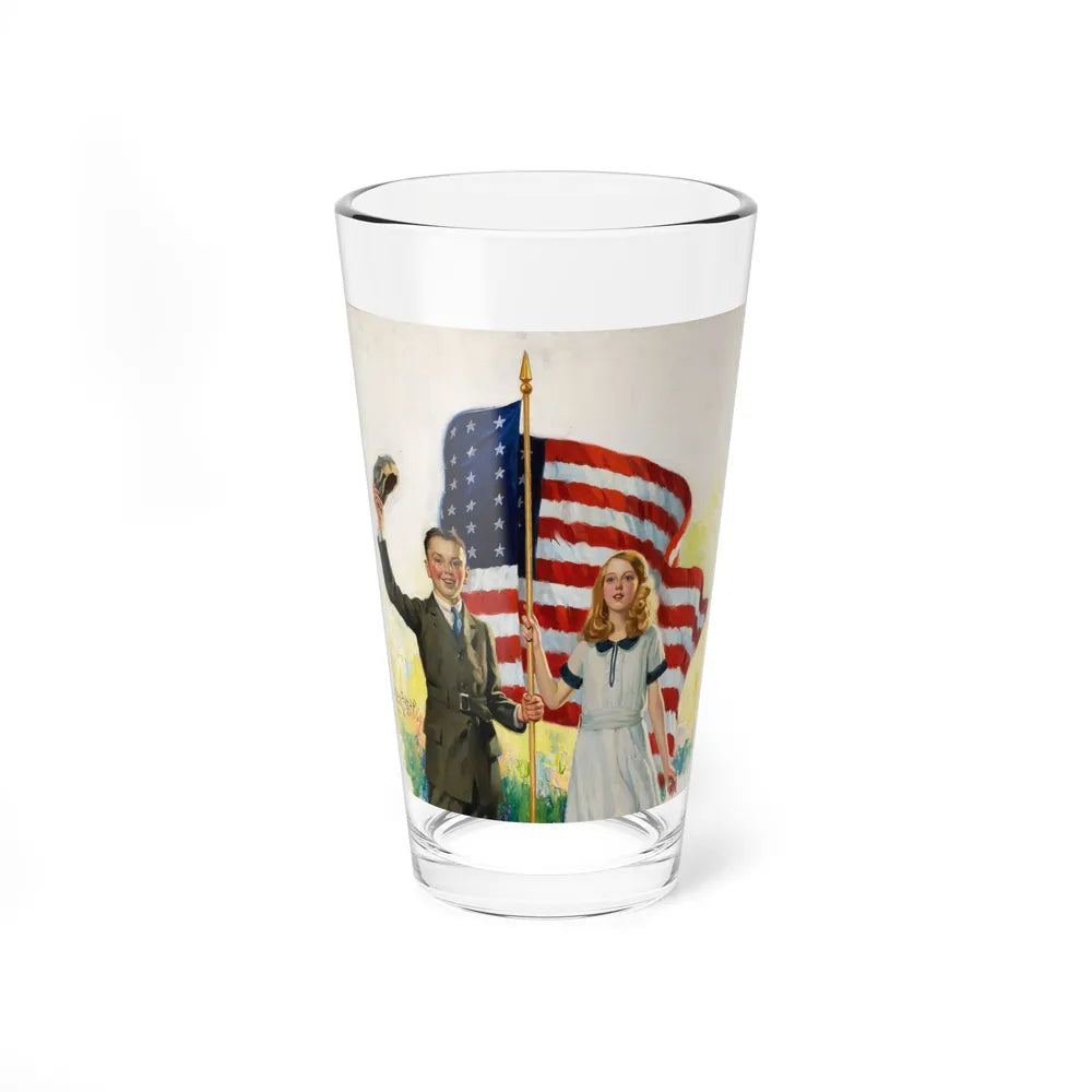 Boy and Girl with American Flag (Magazine Illustration) Pint Glass 16oz-16oz-Go Mug Yourself