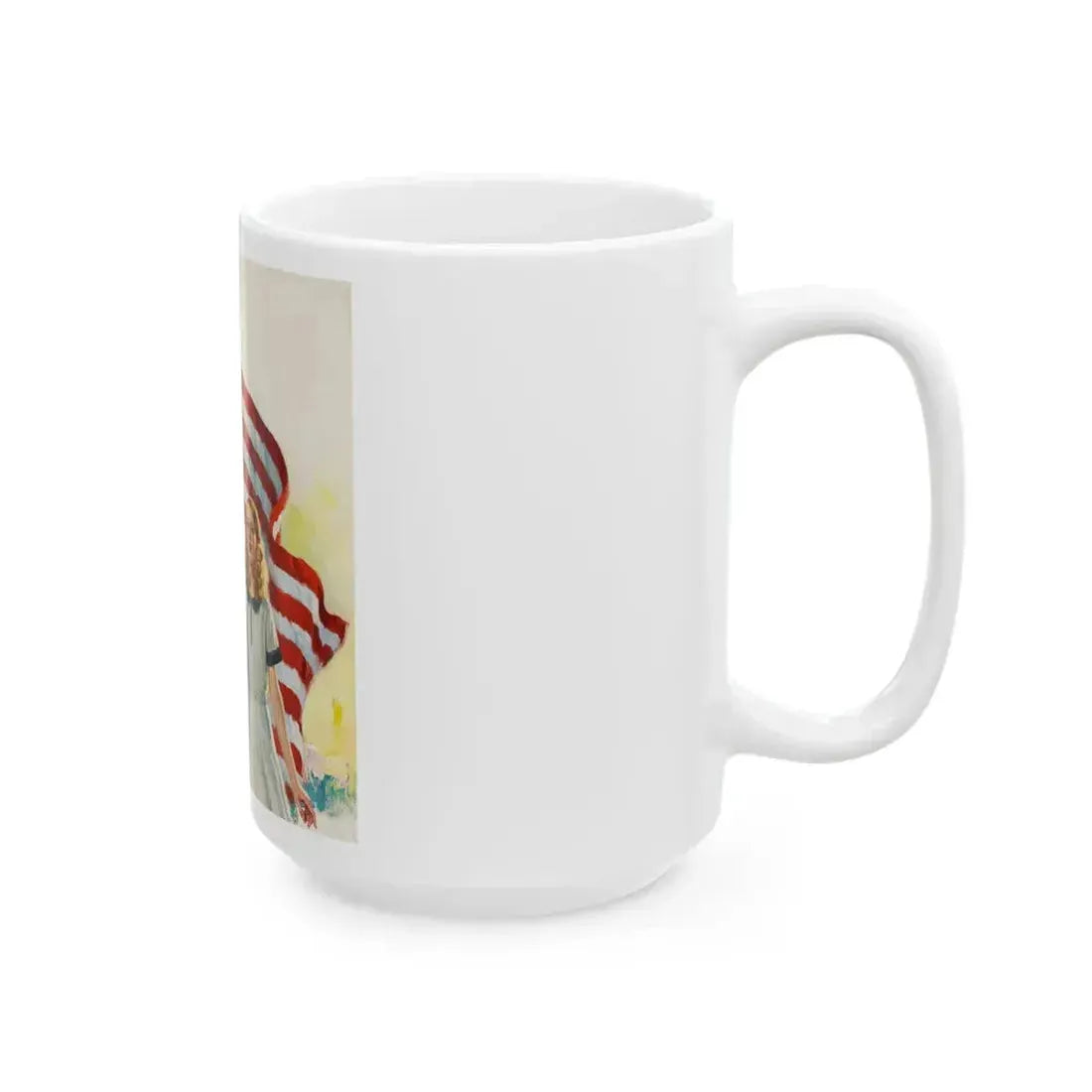 Boy and Girl with American Flag - White Coffee Mug - Go Mug Yourself