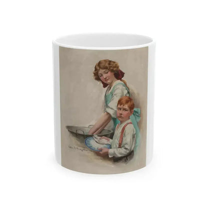 Boy Drying Dishes, The Saturday Evening Post cover, October 18, 1913 - White Coffee Mug 11oz - Go Mug Yourself