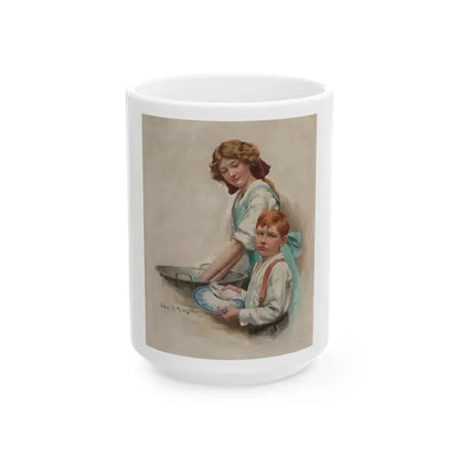 Boy Drying Dishes, The Saturday Evening Post cover, October 18, 1913 - White Coffee Mug 15oz - Go Mug Yourself