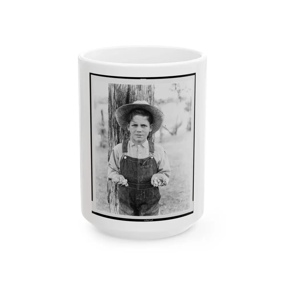 Boy Holding Union And Confederate Bullets, Perryville Battlefield, Perryville, Boyle County, Kentucky (U.S. Civil War) White Coffee Mug-15oz-Go Mug Yourself