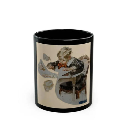 Boy's Letter to Santa, The Saturday Evening Post cover study, 1914 - Black Coffee Mug 11oz - Go Mug Yourself