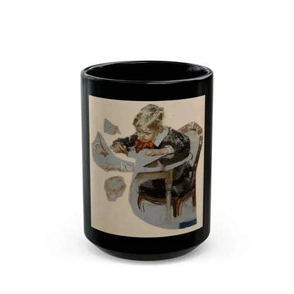 Boy's Letter to Santa, The Saturday Evening Post cover study, 1914 - Black Coffee Mug 15oz - Go Mug Yourself