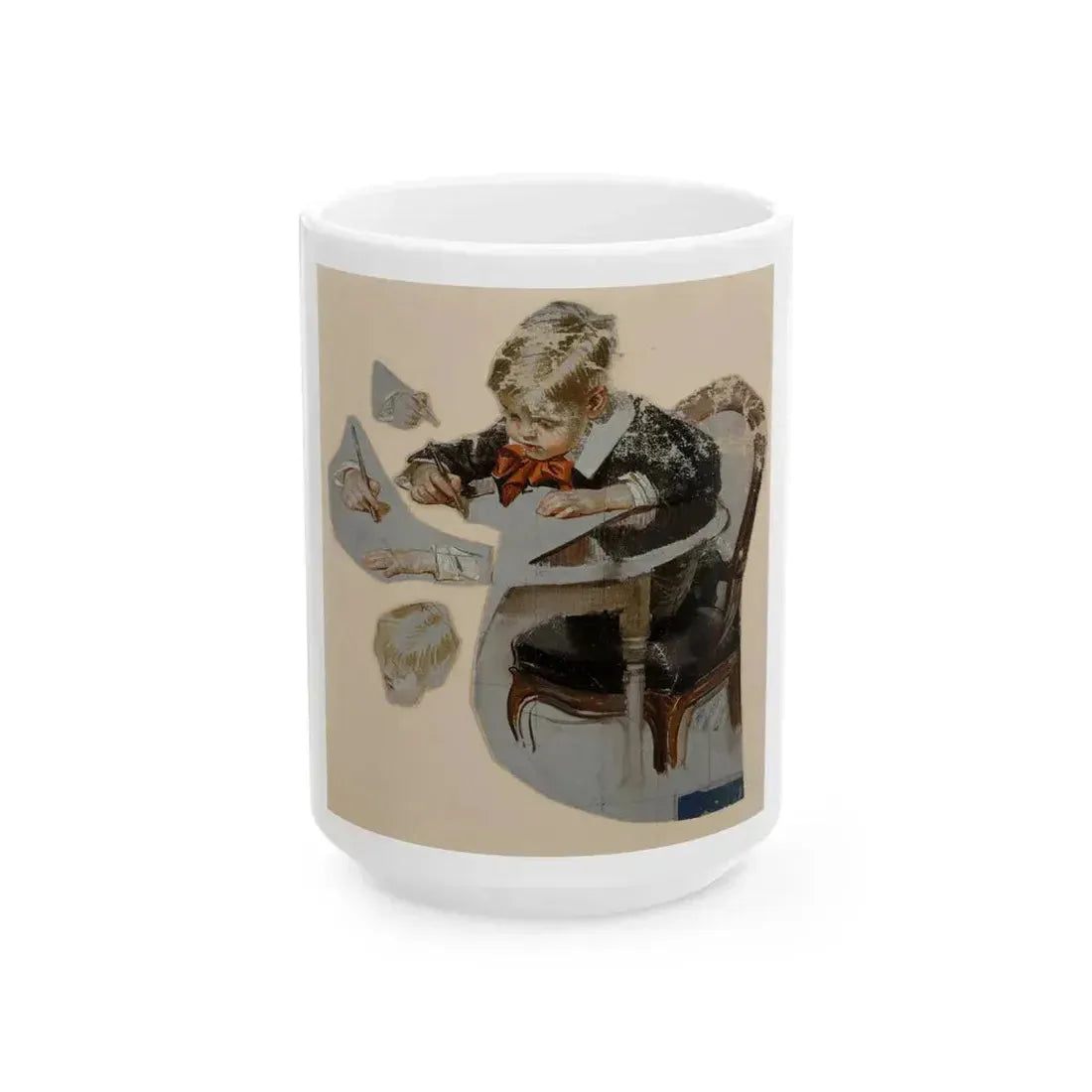 Boy's Letter to Santa, The Saturday Evening Post cover study, 1914 - White Coffee Mug 15oz - Go Mug Yourself