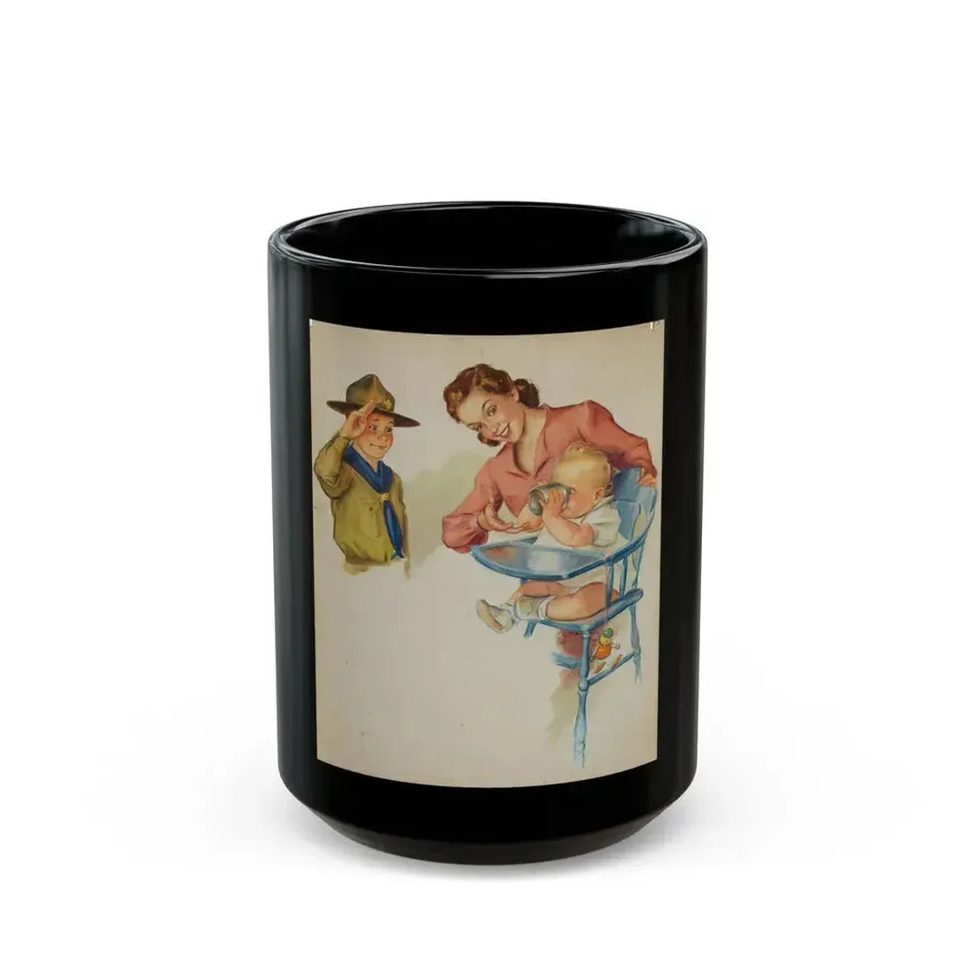 Boy Scout Illustration - Black Coffee Mug 15oz - Go Mug Yourself
