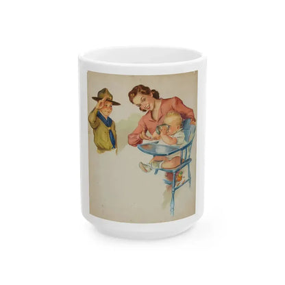 Boy Scout Illustration - White Coffee Mug 15oz - Go Mug Yourself