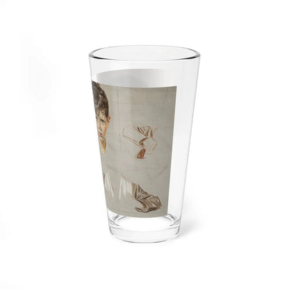 Boy study (Magazine Illustration) Pint Glass 16oz-Go Mug Yourself