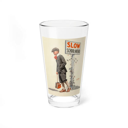 Boy Trudging to School, The Saturday Evening Post cover, September 5, 1925 (Magazine Illustration) Pint Glass 16oz-16oz-Go Mug Yourself