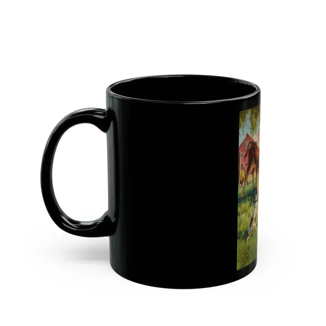 Boy with Calf and Dog - Black Coffee Mug - Go Mug Yourself
