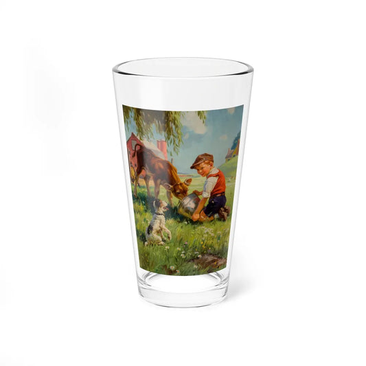 Boy with Calf and Dog (Magazine Illustration) Pint Glass 16oz-16oz-Go Mug Yourself