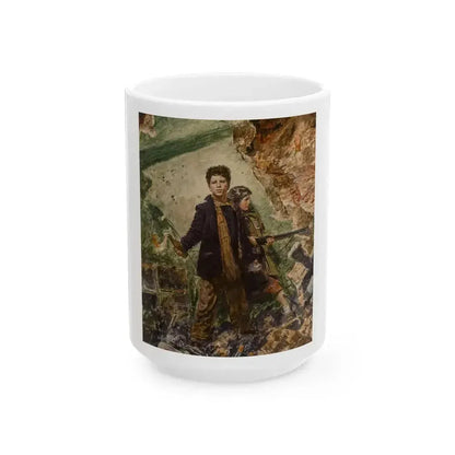 Boy with Molotov Cocktail, Russia Invades Germany - White Coffee Mug 15oz - Go Mug Yourself