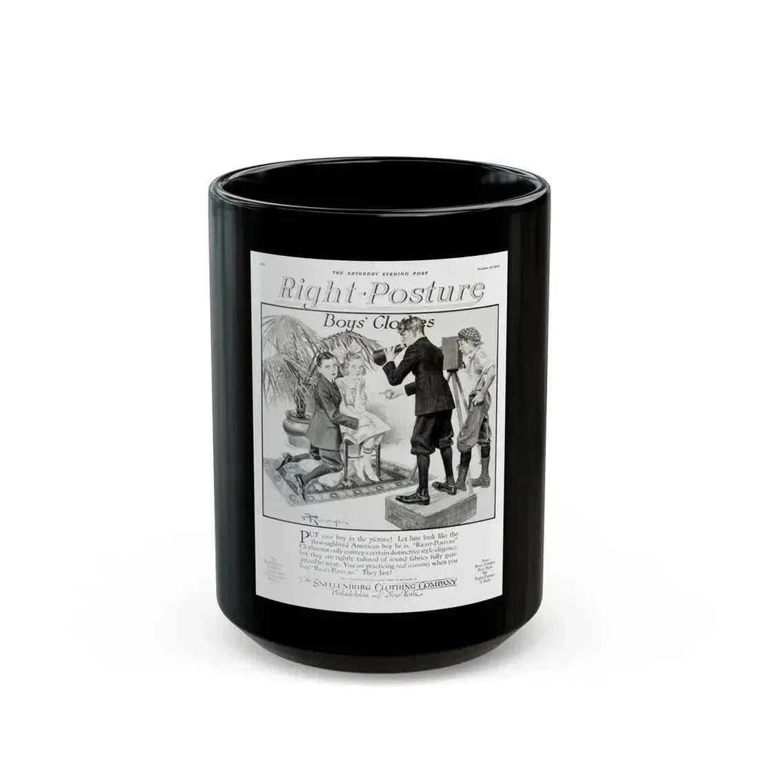 Boys' Clothes ad, The Saturday Evening Post, October 16, 1920 - Black Coffee Mug 15oz - Go Mug Yourself