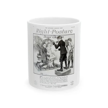 Boys' Clothes ad, The Saturday Evening Post, October 16, 1920 - White Coffee Mug 11oz - Go Mug Yourself